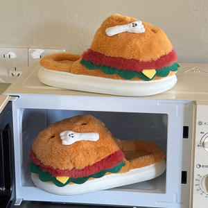 Pantuflas Divertidas y Lindas para Adultos, Tallas Estadounidenses 5-12, Pantuflas de Peluche con Forma de Comida, Pantuflas de Hamburguesa con Decoración de Hueso - Product Image 4