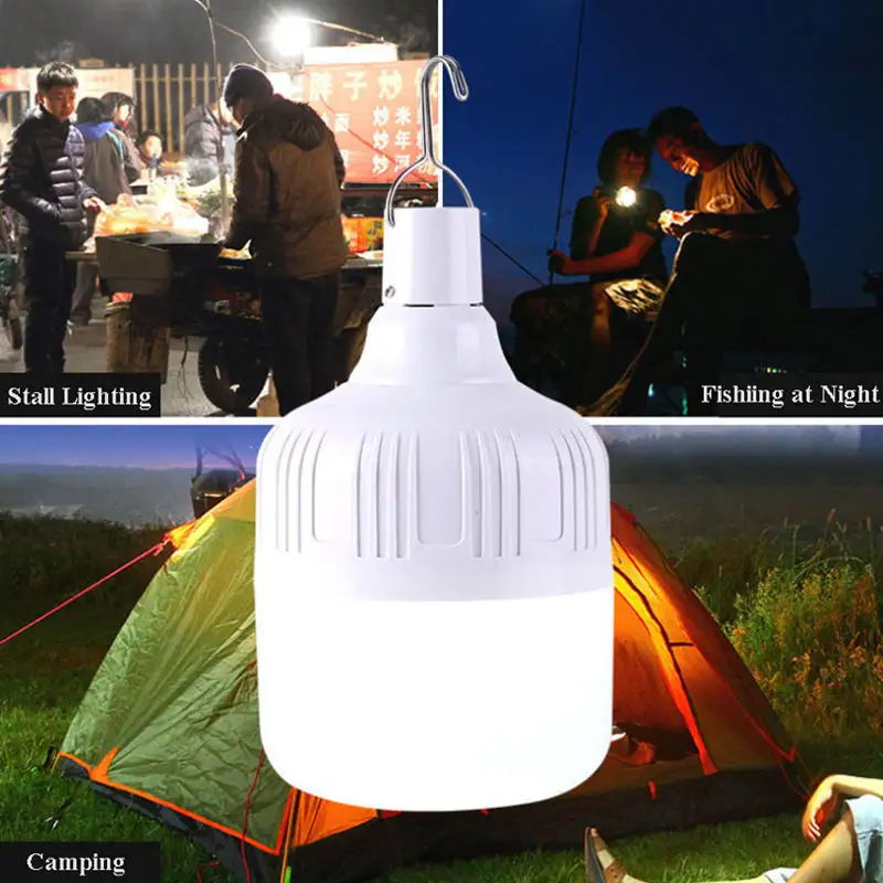 Waterproof USB Change Outdoor Hanging Camping Night Market Emergency Light Bulb Rechargeable Camping Bulb Lantern