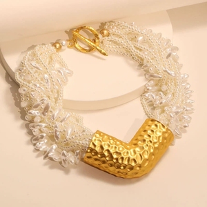 <span class=keywords><strong>Collar</strong></span> Gargantilla Exagerado Estilo Europeo-Americano Amelia, <span class=keywords><strong>Collar</strong></span> Abierto de Metal Irregular en Forma de V Ancha, Joyería de Moda - Product Image 3