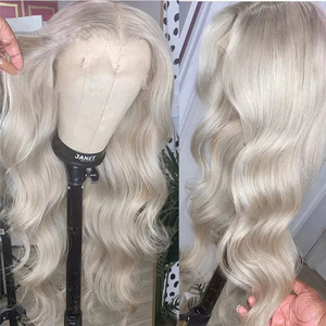 Parrucca frontale in pizzo dritto <span class=keywords><strong>capelli</strong></span> umani pizzo svizzero trasparente colore argento bianco 13x4 parrucche brasiliane anteriori in pizzo - Product Image 4