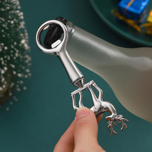 Ouvre-bouteille en alliage de zinc doré et argenté, cadeau de Noël, ouvre-bouteille pour fête - Product Image 3