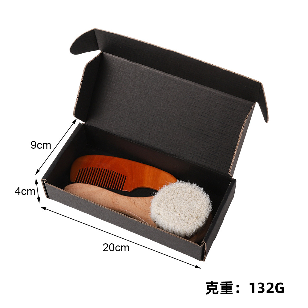 16131 Peigne plat à brosse en laine à tête ronde, ensemble de 2 pièces