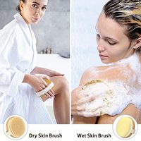 Livraison Rapide Brosse de Bain en Bois pour Peau Sèche, Brosse Corporelle à Poils en Bambou Naturel pour Exfolier la Peau