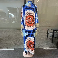 Nouvelle Robe Kaftan Bubu Décontractée Ample Respirante Confortable avec Grande Écharpe Imprimée Africaine Grande Taille Élégante pour Femme en Coton pour Fête