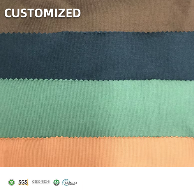 Plain Dyed 340gsm Bamboo Organic Cotton Spandex Jersey Fabric T-shirt