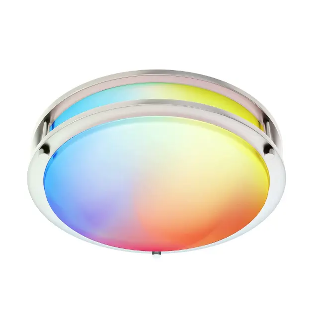 2.4G WiFi Smart LED Ceiling Light Flush Mount 16'' 25W RGB Color Changing Ceiling Light Work With Alexa Google Home For Bedroom
