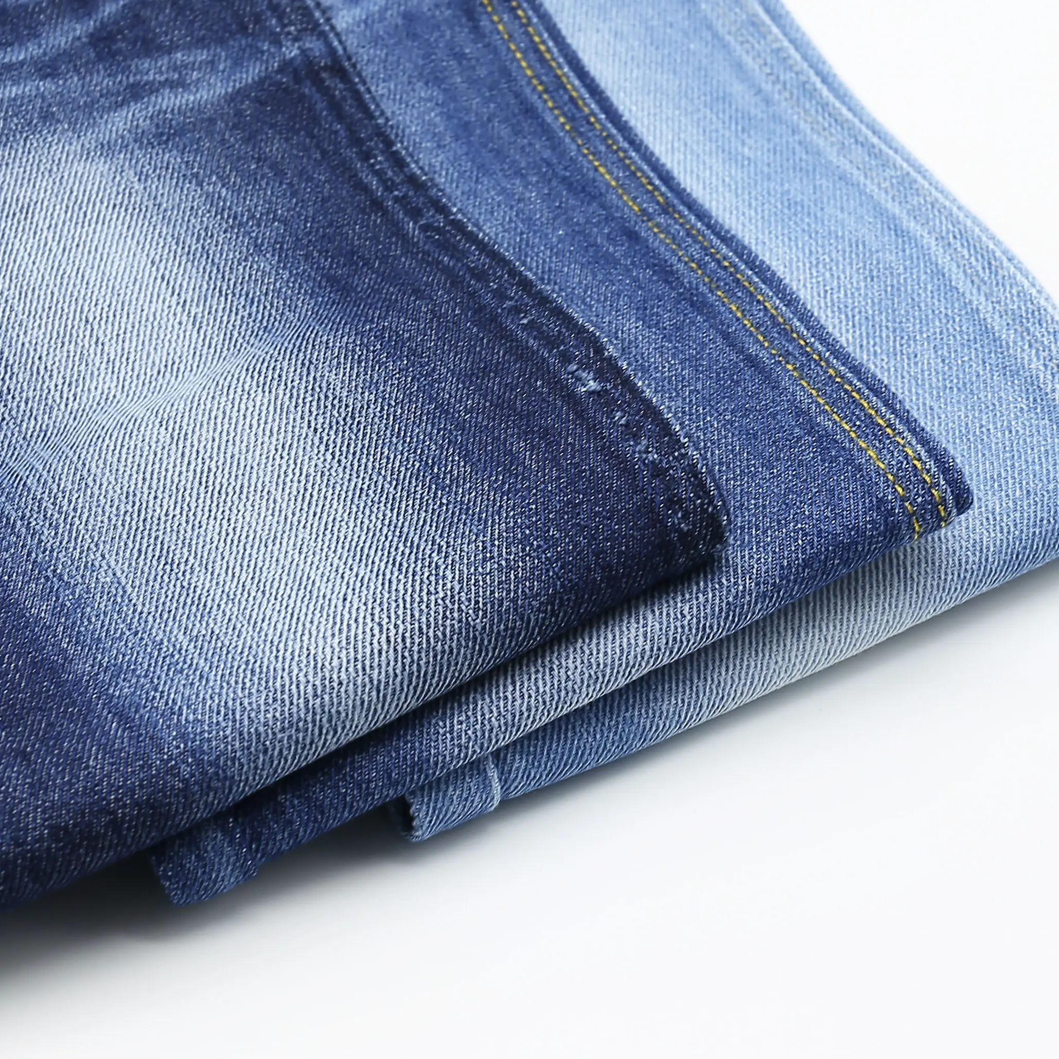 Zhonghui grande quantidade tecido denim azul tecido jeans linho