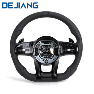 Volant en cuir semi-perforé pour <span class=keywords><strong>Mercedes</strong></span> Benz Classe A W169 W176 W177 GLA45 X156 GLS X167 W205 avec garniture noire piano - Product Image 1