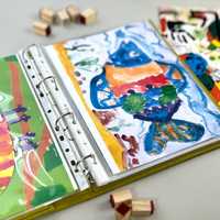 Porte-documents en cuir végétalien pour enfants, avec classeur à 3 ou 4 anneaux, pour l'art, les dessins, les documents et les cadeaux