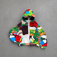 Sweat à capuche zippé surdimensionné pour homme, 100 % coton, écologique, anti-plis, avec imprimé graffiti abstrait coloré, fabriqué sur mesure