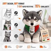Peluche Loup Italie Football Européen Personnalisée 2028 – Vente en Gros OEM ODM – Jouet en Peluche Doux Mascotte de Football – Cadeau pour les Fans