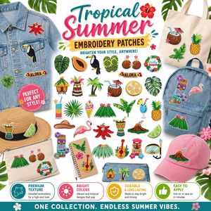 Parches Bordados Termoadhesivos al por Mayor con Diseños Tropicales: Aloha, Flamenco, Tucán, Tiki, Piña, Palmera, Monstera - Product Image 3