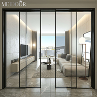 Poudre de métal Cadre mince insonorisé Aluminium enduit Design graphique Porte coulissante en verre Prix Alliage d'aluminium de haute qualité Moderne