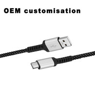 USB-A kabel isi daya cepat, kabel Data USB tipe-c kepang untuk ponsel, kamera, komputer, Transfer Data