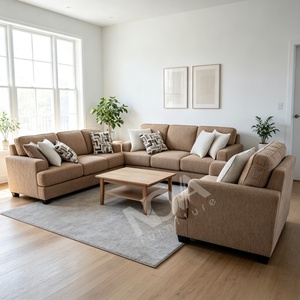<span class=keywords><strong>Divano</strong></span> in Tessuto Cognac per Grossisti di Mobili, Configurazione 3+2+1, Sedute per Salotto per Designer d'Interni - Product Image 1