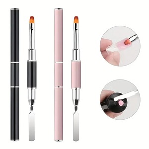 Pincel para decoración de uñas, para <span class=keywords><strong>gel</strong></span> acrílico UV, extensión y dibujo, espátula de eliminación, herramientas de doble punta para uñas, de nailon rizado - Product Image 1