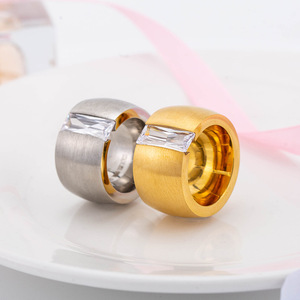 Men's Geometric Gold Plated <b>Titanium</b> Steel Zircon <b>Ring</b> XYR0041 Everyday Wear Pinky <b>Ring</b> - Product Image 1