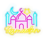 Enseigne néon LED personnalisée Ramadan Lune Étoile Logo Mosquée Lumière Acrylique Montée Blanc Chaud Décoration de Fête