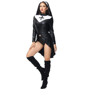 Costume de nonne sexy pour femmes, déguisement en faux cuir, mauvaise nonne coquine, déguisement Halloween vierge <span class=keywords><strong>marie</strong></span>, cosplay - Product Image 3