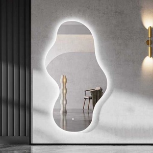 Khách sạn thông minh LED Bạc gương đầy đủ chiều dài bất thường nghệ thuật hình sóng cạnh chiếu sáng có thể điều chỉnh với ánh sáng - Product Image 1