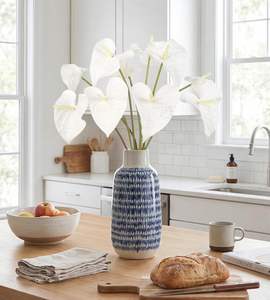 Planta de Anturio Blanca Grande de Alta Calidad, Flor Artificial de Látex con Tacto Real para Graduación, Día de la Madre, Decoración de Mesa de Boda - Product Image 3