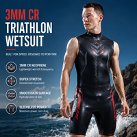Combinaison de natation en eau libre 3 mm sans manches pour homme, néoprène lisse, combinaison de triathlon
