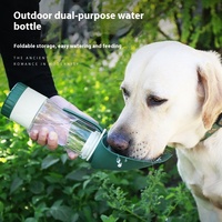 Bouteille d'eau et récipient alimentaire 2-en-1 portables pour chien, écologiques, imprimés en sérigraphie, avec distributeur de nourriture en silicone en forme de feuille, pour le voyage et l'extérieur