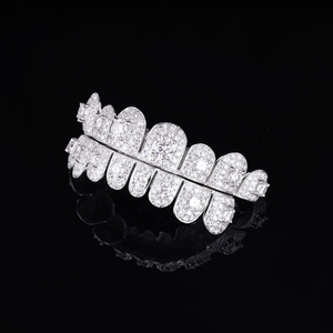 Bijoux fantaisie <span class=keywords><strong>Grillz</strong></span> personnalisés en Moissanite VVS pour dents, avec coupe ronde baguette brillante, style Hop - Product Image 3