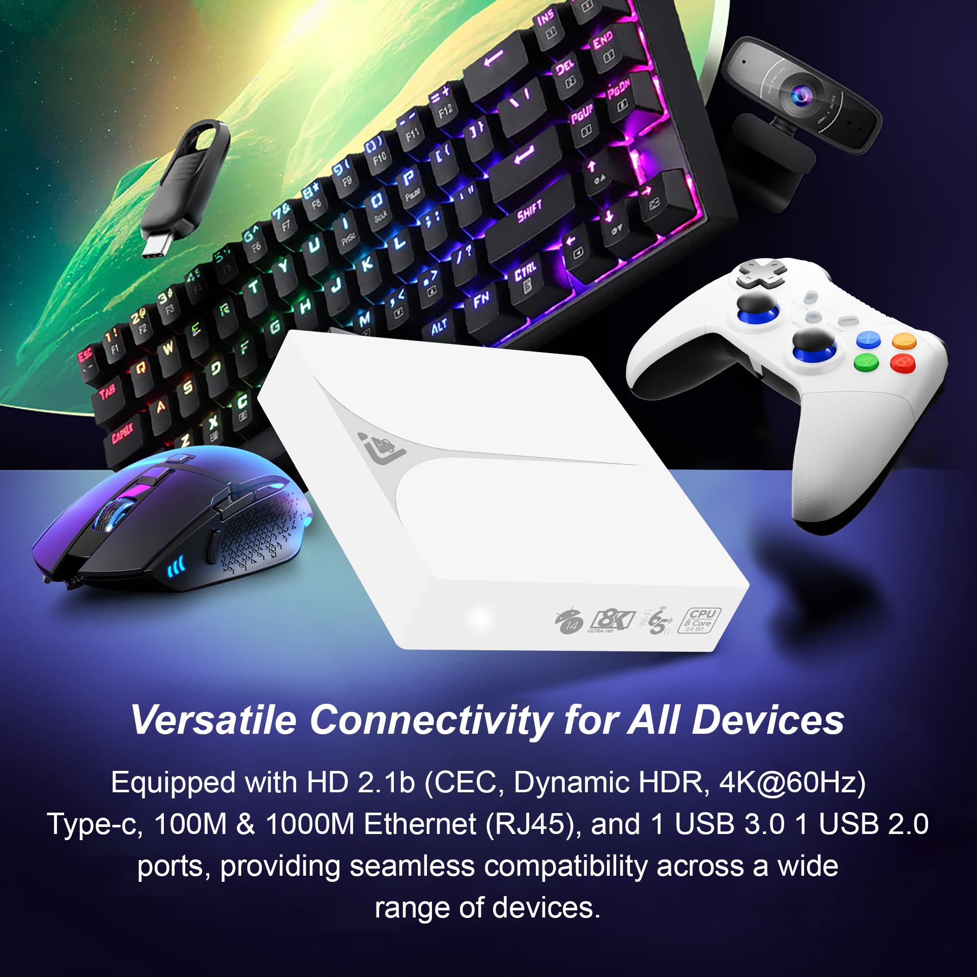 Zoku C9 TV BOX - 4GB RAM, 128GB ROM, 4K Android 14 Set Top Box