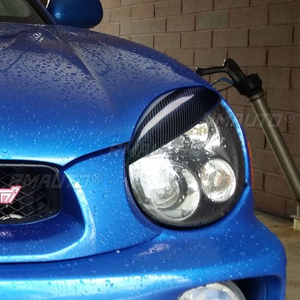 1 par de cubiertas embellecedoras de fibra de carbono auténtica para faros delanteros (cejas/párpados) para Subaru Impreza WRX STI 2002 2003, calcomanías para faros de coche - Product Image 6