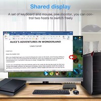 Commutateur KVM HDMI Justlink 2X1 4K 30Hz 4 ports USB2.0 en métal avec un seul bouton pour 2 PC partageant un moniteur, un clavier et une souris