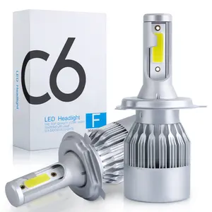 Preço barato C6 12V Branco Conduziu a Lâmpada Do Farol 36W 3800Lm H1 H7 H11 H3 9005 9006 H4 COB 6500K Led Farol Farol Do Carro Lâmpadas