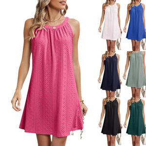 Robe <span class=keywords><strong>de</strong></span> plage sans manches en crochet ajouré, coupe trapèze mi-longue, respirante, en polyester/coton, avec dentelle et col rond, pour <span class=keywords><strong>femme</strong></span>, idéale comme <span class=keywords><strong>cache</strong></span>-<span class=keywords><strong>maillot</strong></span> <span class=keywords><strong>de</strong></span> <span class=keywords><strong>bain</strong></span> (ODM/OEM) - Product Image 6