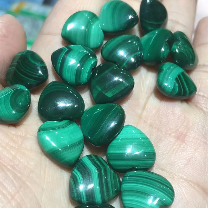 Pedra de cristal de malaquita natural, cristais verdes em forma de coração, pedras de cura, malaquita, cristal para pingente, joia