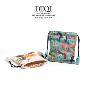 DEQI Customized Patterns Velvet Drawstring Bag Jewelry <b>Pouch</b> Chinese Traditional Design Cloth Bag Jewelry Bags - Product Image 2