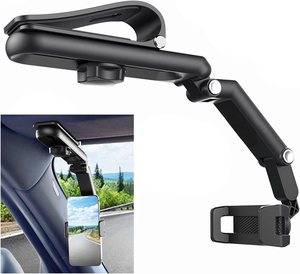 Support de téléphone de voiture rotatif et rétractable pour rétroviseur, support de téléphone de voiture pour pare-soleil, support de téléphone pliable rotatif à 360° - Product Image 1