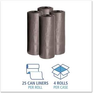 Sacs poubelles gris Boardwalk 3036SH LD 20-30 gallons, 0,95 mil, 30 largeurs x 36 hauteurs, 25 sacs/rouleau, 4 rouleaux/carton, sacs poubelles ménagers - Product Image 5