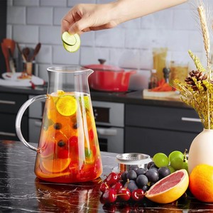 Pichet à eau en verre borosilicate de haute qualité, design triangulaire, grande capacité, portable, avec poignée large en Tritan, vente en gros - Product Image 3