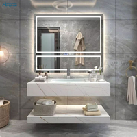 Wastafel Ganda Gantung Dinding Model Italia Modern, Meja Rias Terapung, Wastafel Batu Sinter, Wastafel Kamar Mandi Marmer Putih