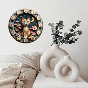 <b>Round</b> Wooden Wall Clock 25x25Cm Silent Non Ticking Modern Home Living Room Decor - Product Image 4