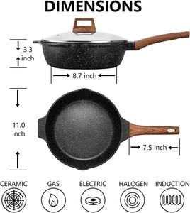 Elate Chảo Xào Chống Dính ESLITE LIFE Bán Chạy Nhất Chảo Chiên Sâu Cho Nhà Bếp Phủ Đá Hoa Cương Có Nắp - Product Image 6