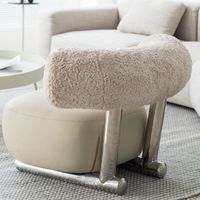 Fauteuil de salon scandinave fauteuil moderne minimaliste simple en fausse fourrure de lapin fauteuil de canapé de style danois