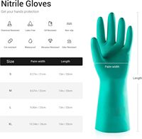 Sarung Tangan Anti-Slip Tahan Bahan Kimia Nitril Ketebalan 7oz/16oz Panjang 33cm