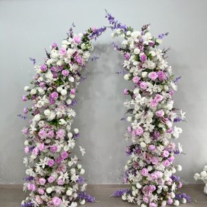 Arco de Flores de Seda Hecho a Mano en Tonos Rosa y Rojo, Decoración Floral para Bodas, Entrada de Ceremonia, Eventos - Product Image 3