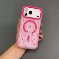 Coque de protection magnétique transparente de luxe à motif floral pour iPhone 17 16 15 14 Pro Max