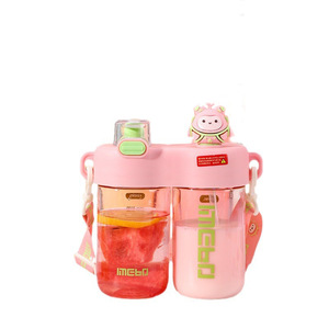 Bouteille d'eau scolaire réutilisable <span class=keywords><strong>Kawaii</strong></span> pour enfants, 600 ml, anti-fuite, à boire directement, écologique, sans BPA, avec paille/sangle, qualité alimentaire - Product Image 5