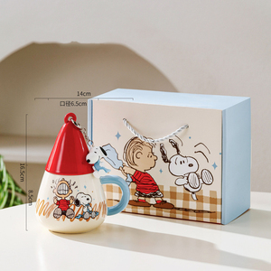 Nueva Taza de Cerámica de Snoopy con Tapa y Colgante de Snoopy, 37PML, Taza de Café de Dibujos Animados para Regalos de Oficina y Hogar - Product Image 5