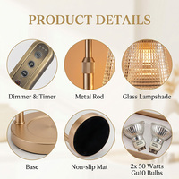 Lampe chauffe-bougie à lumière ambiante en verre à grille réflectrice, 4 niveaux de luminosité réglables pour une ambiance douillette dans la chambre