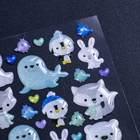 Hoja de Pegatinas 3D con Purpurina, Lindas Pegatinas de Burbujas con Animales Kawaii, Pegatinas para Niños, Decoración para Álbumes de Recortes, Etiquetas Personalizadas Impermeables