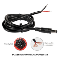 Connecteur d'alimentation mâle DC5521 avec fils dénudés, câble de prise DC 20AWG 1M pour pare-feu réseau, serveur de stockage NAS